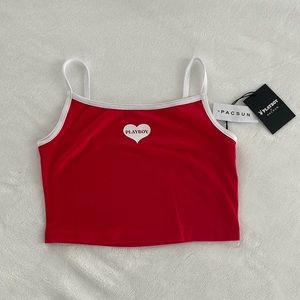 PacSun - Red, Spaghetti strap, crop tank top - Playboy - New with tags